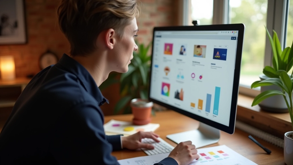 Portfolio numérique affiché sur écran, galerie de projets créatifs et travaux d'art digital