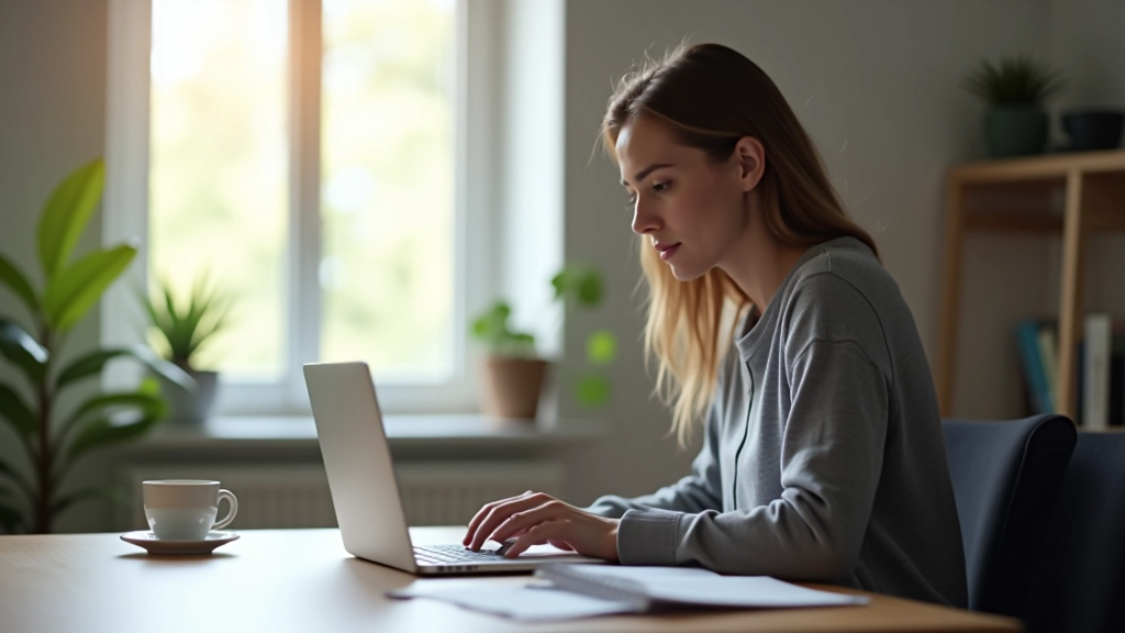 Personne travaillant sur ordinateur portable avec carnet et café sur le bureau