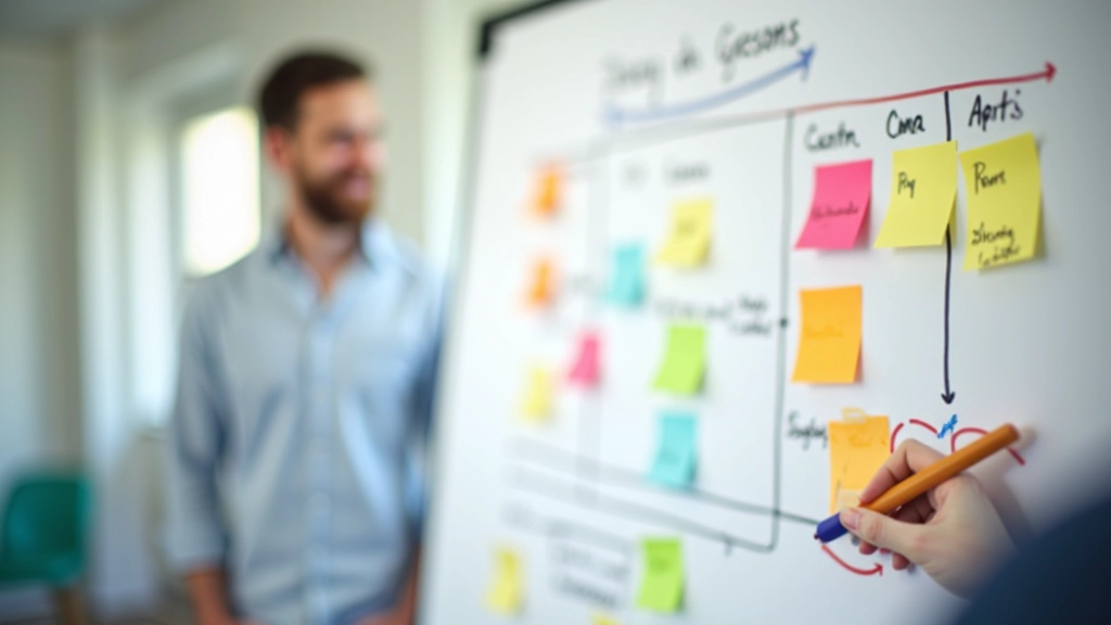 Tableau blanc avec plan de formation structuré, modules et objectifs pédagogiques